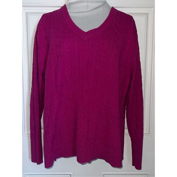 Bundle of 3 Cable Knit V Neck Sweaters (1X) - Picture 8 of 14